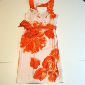 Anthropologie Orange and white cocktail dress